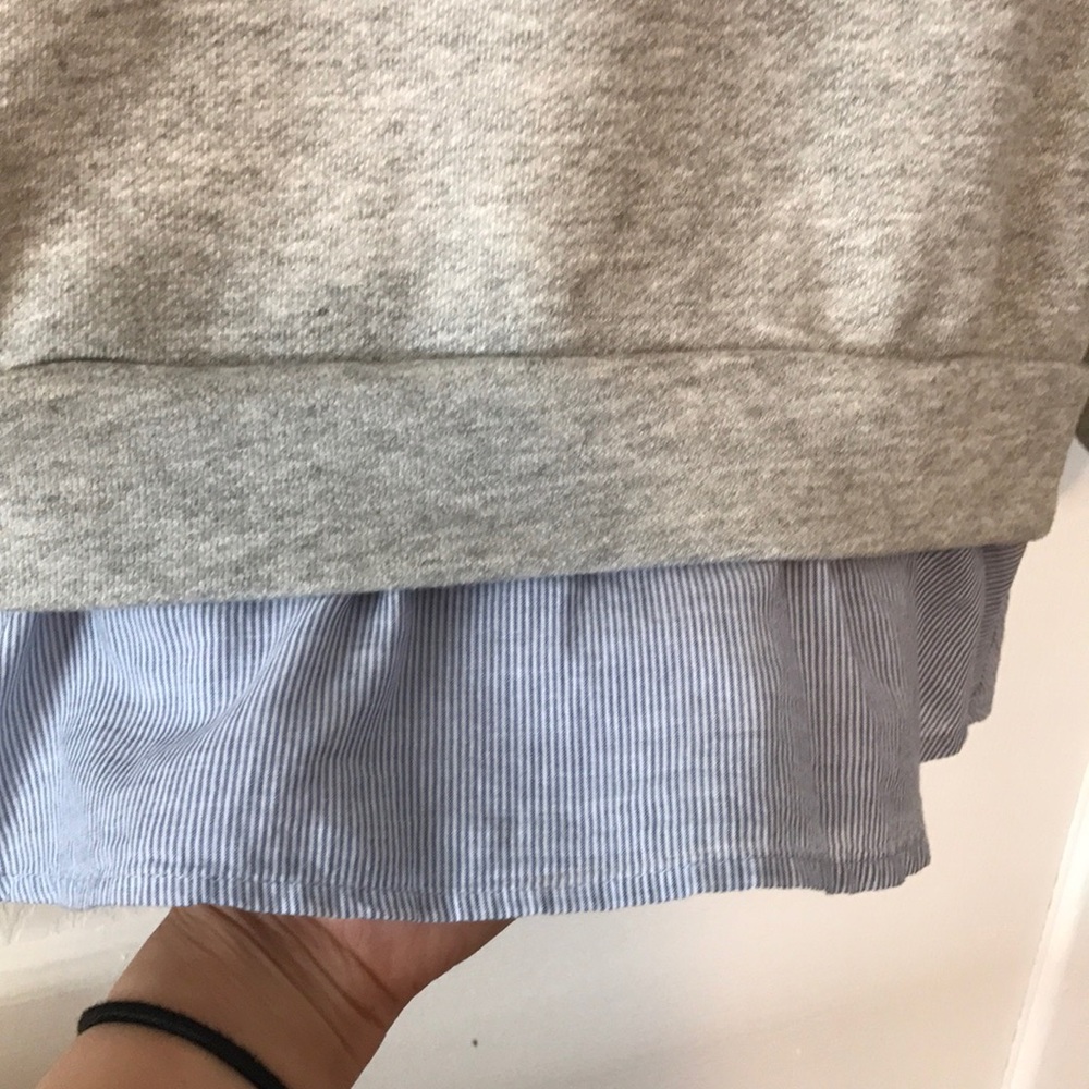 Velvet grey sweatshirt w ruffle blouse on bttm - Picture 4 of 5